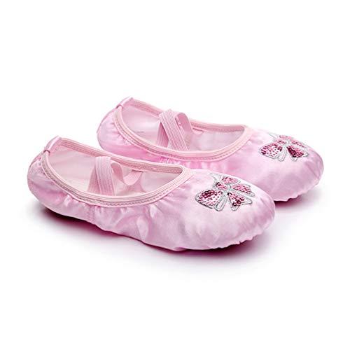 Exceart 1 par de sapatilhas infantis de balé com sola macia para dançar, bordar, lantejoulas, bailar