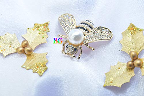 Gold Faux Pearl Queen Bee Brooch Pin| Women Brooch| Pearl Brooch| Silver Brooch Pin| Handmade Brooch Pin| Bee Brooch| Pearl Pin