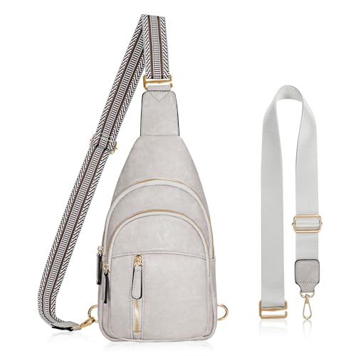 Image of SUOSDEY Sling Bags for Women Crossbody Leather Sling Backpack Chest Bag Shoulder Bags for Casual Traveling Hiking Cycling