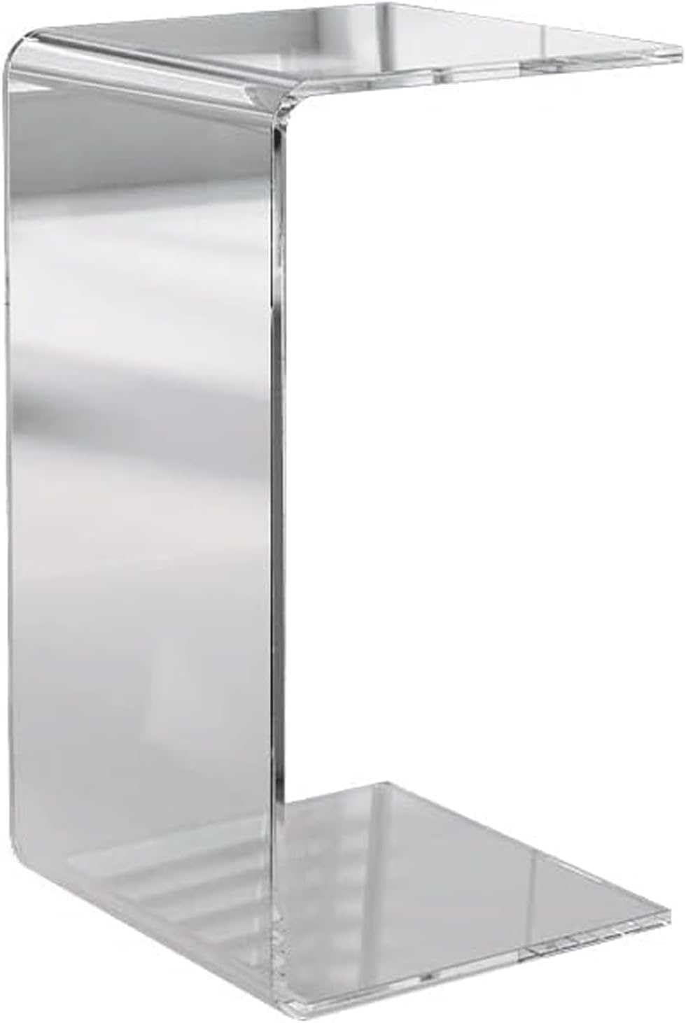 FUYAO Acrylic Side Table Nordic Clear C-Shaped End Table Light Luxury Minimalist Rectangle Corner Snack Table For Living Room Small Spaces