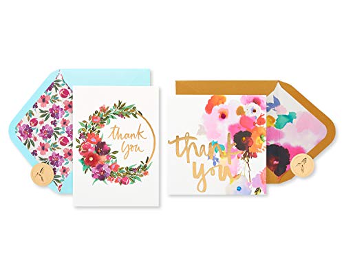 Papyrus Thank You Cards with Envelopes, Floral (2-Count)