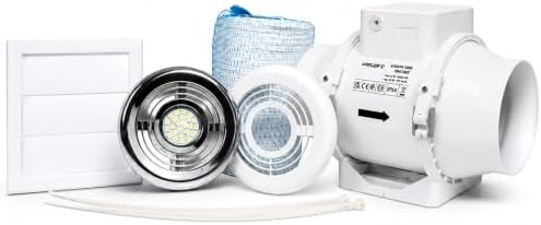 Airflow In-Line Extractor Fan Kit with Light and Timer, 52l/s, 100mm
