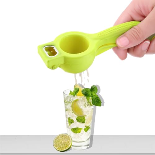 Image of Lemon Squeezer & Citrus Juicer with with Attached Bottle Opener, Manual Hand Press for Fresh Lemon, Lime, Orange Juices, Easy Squeeze, Easy Clean, 2-in 1 Lime Squeezer (Yellow)