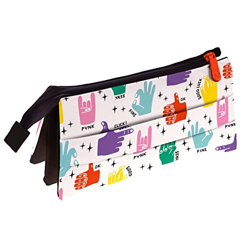 Grafoplás 37546703 School Case Three Compartments, 23.5x12x14 cm, Elena Corredoira Collection, Hands, Multicoloured - Image 2