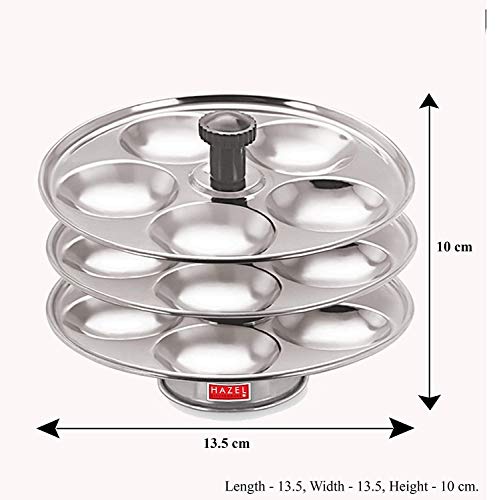 HAZEL Stainless Steel Medium Idli Plate with Stand, 4-Rack Plates, 20 Idlis