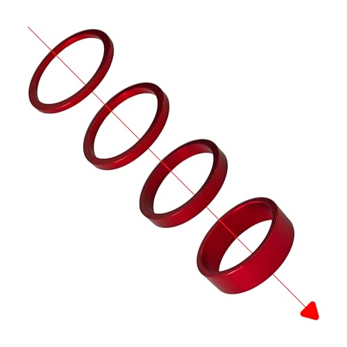 Runseaway 8PCS Red Aluminum Alloy Bicycle Headset Spacers, Fit 1 1/8-Inch Bike Stem Headset Spacers Fork Washer, Includes 2/3/5/10mm Sizes for Custom Height Adjustment - Thumbnail 3