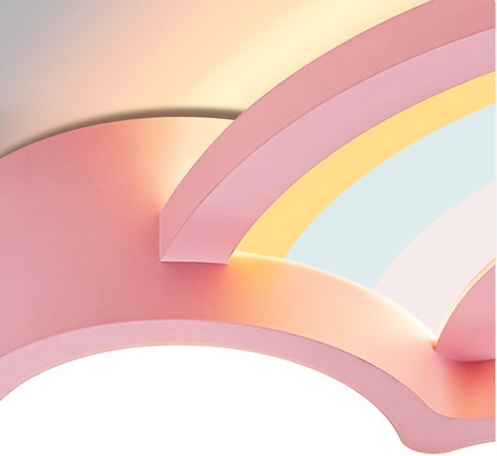72W Kids Room Cloud Ceiling Light LED Dimmable Bedroom Flush Mount Ceiling Light Acrylic Shade Modern Cartoon Rainbow Pink Large Low Ceiling Lamp for Girls Room Children Nursery