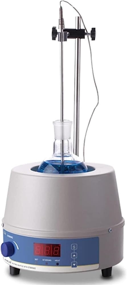 Manto Calefactor eléctrico de Laboratorio con agitador magnético, Control de Temperatura Digital Inteligente, Manto Calefactor con agitación eléctrica, Manto eléctrico Ajustable con calefacc