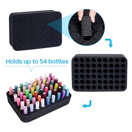 Image of Nail Polish Organizer Holder Foam Pad with Slots for Storage 54 Bottles (15ml /0.5fl.oz) Nail Polish or Essential Oil Tray for Drawers Black