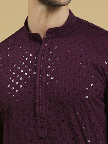 Image of Rajubhai Hargovindas Men Chikankari and Sequin Work Kurta