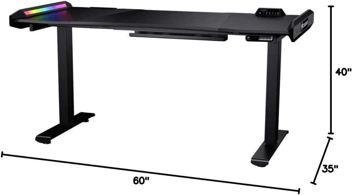 COUGAR Dual Elevated Motors Electrical Desk E-Mars with RGB Effects and High-Speed HDMI and USB Hub