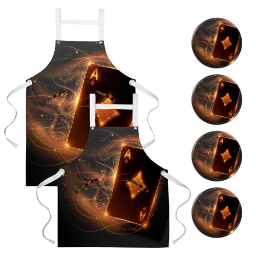 Tablier de serveuse motif poker pour bistrot et cuisine lot de 2