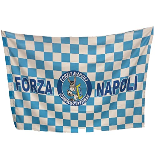  Bandiera Forza Napoli Scacchi Bianco Azzurri 150X100 PS 30841