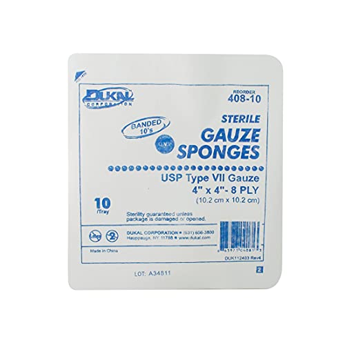 Dukal 408-10 Gasas, Tipo VII, Estériles, Premium de 8 capas, 4" x 4", Paquete de 1280 miniatura 2