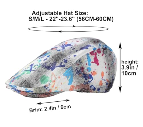Image of Quanhaigou Men's Cotton Flat Ivy Gatsby Newsboy Driving Hat Adjustable Irish Cabbie Ivy Driving Hunting Cap