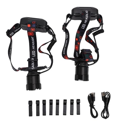 Luz frontal LED recargable de 3 modos con carga USB y antorcha de cabeza ajustable de 90 grados