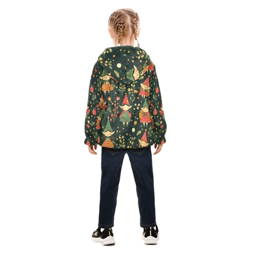 Forest Elves and Leaves Girls Fleece Jacket Girls Fall Jacket Girl Coats Zip Up Hoodie Children Sherpa Warm Outerwear 2-10T4