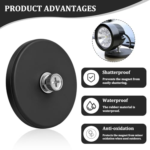 8 Stück Neodym Magnete Gummiert,43mm Magnete mit Gewinde, mit M5 Schrauben und Muttern, 12kg Haftkraft,für Fahrzeuge, Lampen, Instrumente und Geräte, Befestigen Von Werkzeuge