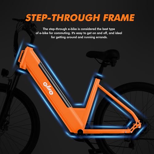Image of Qlife Cityone Electric Bike for Adults & Teens, Step-Through Commuter Ebike, 1000W Peak Motor, 55-Mile Range, 48V Removable Battery, 26-Inch City Tires, 7-Speed, Up to 20+ MPH