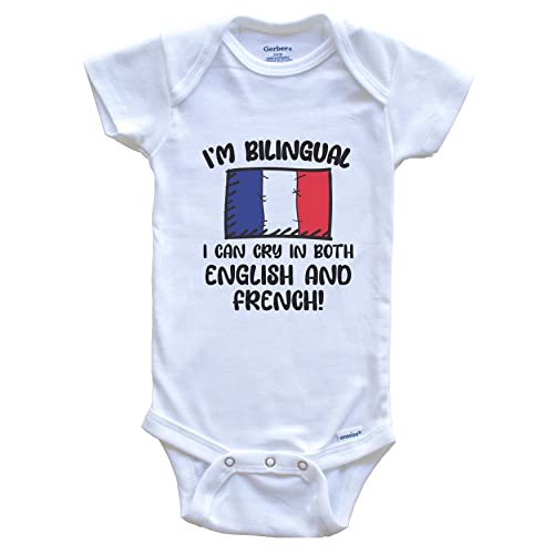 Image of I'm Bilingual I Can Cry in Both English and French Funny French Flag Baby Bodysuit - France One Piece