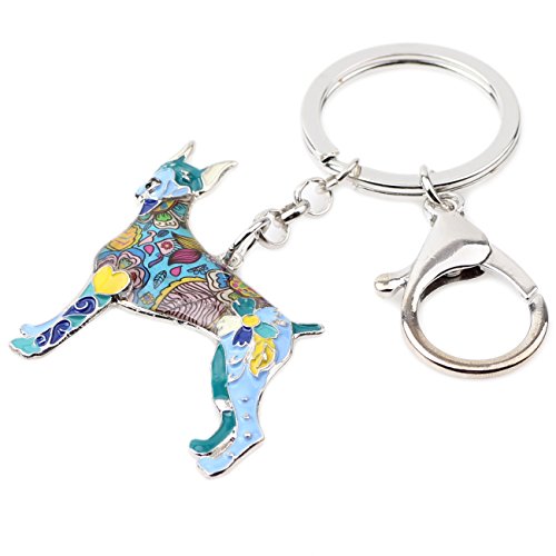 WEVENI Enamel Alloy Doberman Dog Keychain Accessories Jewelry Charms For Women Girls Bag Car Wallet3