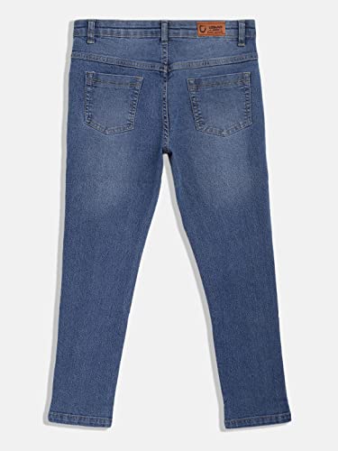 Image of Urbano Juniors Boy's Blue Slim Fit Washed Denim Jeans Stretch