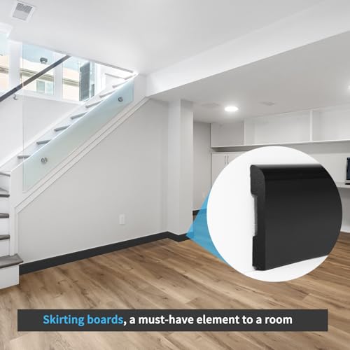 Image of Art3d High Impact Baseboard Wall Molding Trims, Skirting Board, Black