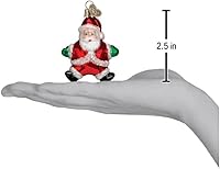 Vista 2 de Old World Christmas - Adorno de Santa tonto pequeño de vidrio soplado para árbol de Navidad, decoración festiva hecha a mano, colección de Santa