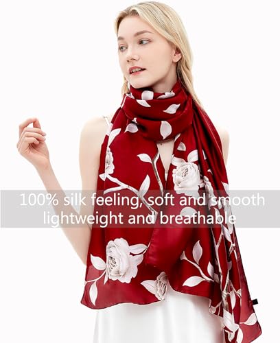 Gragengs Women Silk Scarves Long Satin Lightweight Outdoor Shawl Wraps Printed Head Scarf 70''X35''4
