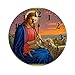 VinMea PVC Modern Wall Clock Jesus Good Shepherd Sheep God Non Ticking Home Decorative Wall Clock Round, 12 Inch
