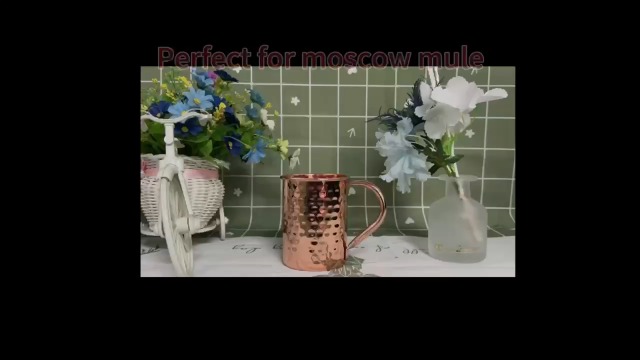 100% Copper Mug for Moscow Mule - 12oz Hammered Pure Copper Thick Straight Wall