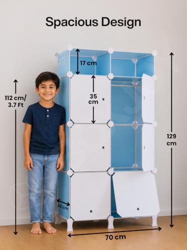 Image of BOXJOY Plastic Kids Wardrobe with 6 Doors, Sticker Sheet & 5 Hook Holder