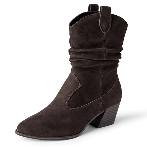 Amazon Essentials Botas Vaqueras de Media Caña Mujer, Marrón, 38.5 EU