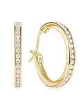 Gold Plated Hoop Earrings for Women Mom 925 Sterling Silver Bling Circle Round Moissanite Earrings 30mm