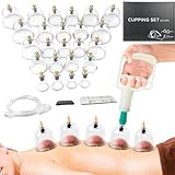 AIKOTOO Cupping Therapy Set, 24 Massage Cups Cupping Set with Pump Vacuum Suction Cups for Body Cellulite Massage Back Pain Relief, Chinese Acupoint Physical Hijama