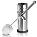 Chimpy 15.5" Long Toilet Brush and Vented Holder Set, Stainless Steel Matte Finish, Rust Resistant Bathroom Bowl Scrubber Cleaner and Base, Good Grip Strong Bristles
