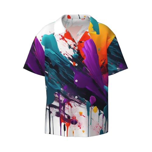 Chemise homme manches courtes avec poche et imprimé artistique