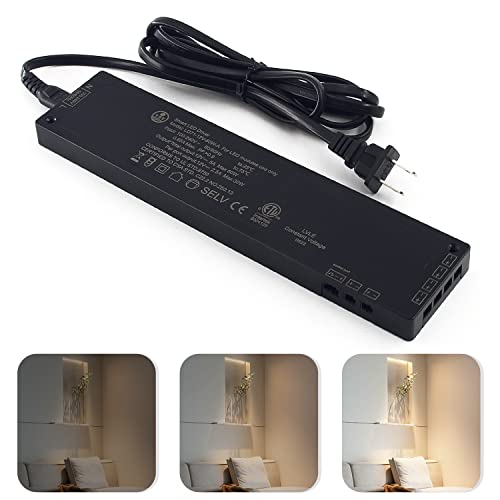 Image of VST 60W LED Power Supply, 100V-240V AC to 12V DC Low Voltage Transformer with 12V JST Ports, Lighting Power Unit for Home Cabinet Use, ETL Listed, Black