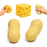 Aazhuoqimei 3 Stuck Erdnuss Squishy Anti StressBall,Gelbes Käse Quetschspielzeug,Weiches Peanut SquishyFidget Toy,fur Buro Zuhause Reise undEntspannte Pausen