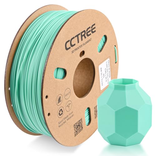 CCTREE PETG Filament 1.75mm, Dimensional Accuracy +/- 0.03mm, 1kg Spool(2.2lbs), Less Stringing Good Layer Adhesion High Toughness 3D Printing Filament, Fit Most 3D Printers, Teal