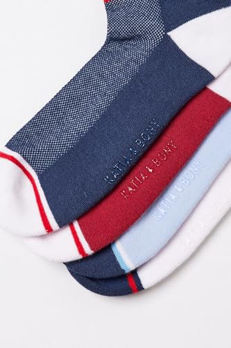 Katia & Bony Men's Athletic Low Cut Golf Socks – 4 Pairs Sports Performance Socks with Mesh Ventilation, Navy Blue White Red2