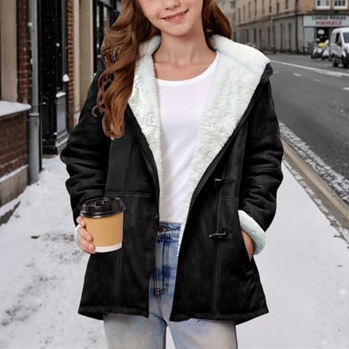 Girls Suede Fleece Jackets Long Sleeve Cute Hooded Winter Coats Keep Warm Fall Zip Up Hoodies 2025 Solid Duffle Coat4