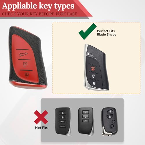 Image of Key Fob Cover for Lexus, Braided Loop Keychain Accessory, Red | Wear-resistant TPU shell, short PU braided loop, daily splash, scratch and drop protection, normal signal use, easy setup