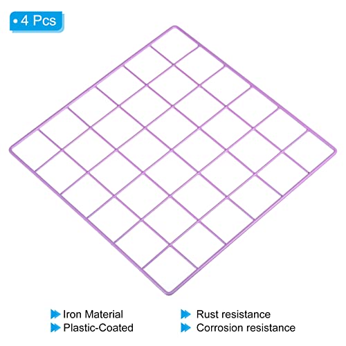 Panneau grille fil pour organisation murale violette PATIKIL - 4