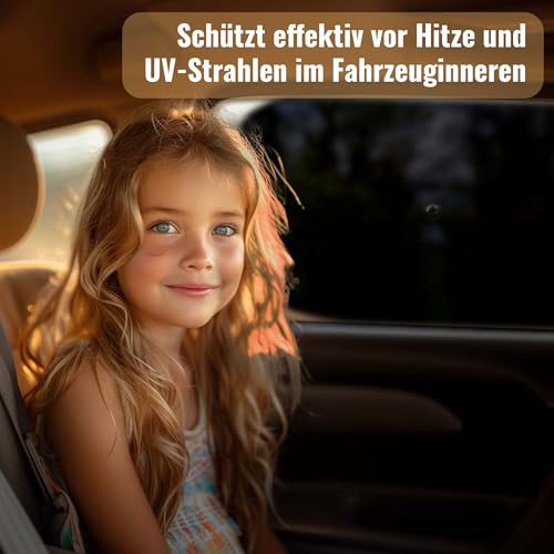 Sonnenschutz Auto Baby, 2er Set Sonnenschutz Auto Seitenscheibe mit UV Schutz UPF für Kinder, Mit Saugnapf, Fensterschutz Verdunkelung, Faltbarer Sonnenblende für PKW Fenster, Fahrzeug, Protection
