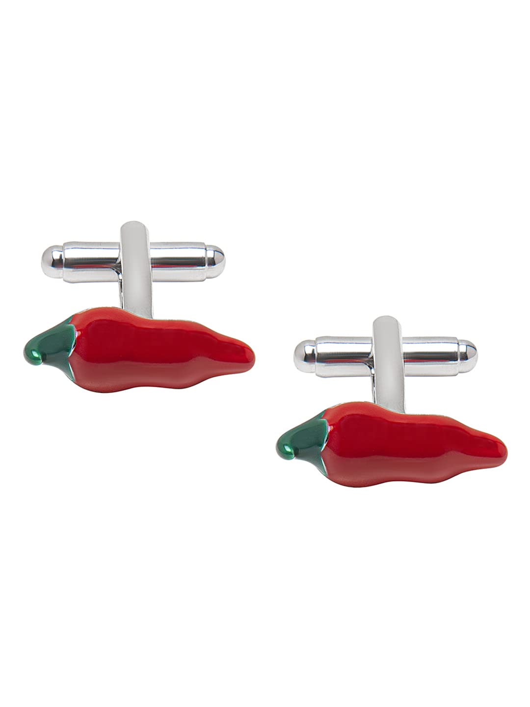 shining jewel - by shivansh Shining Jewel Elegant Fancy and Designer Silver Plated Red Chilli Pepper Design Cufflinks For Men (SJ_7197)-picture-13