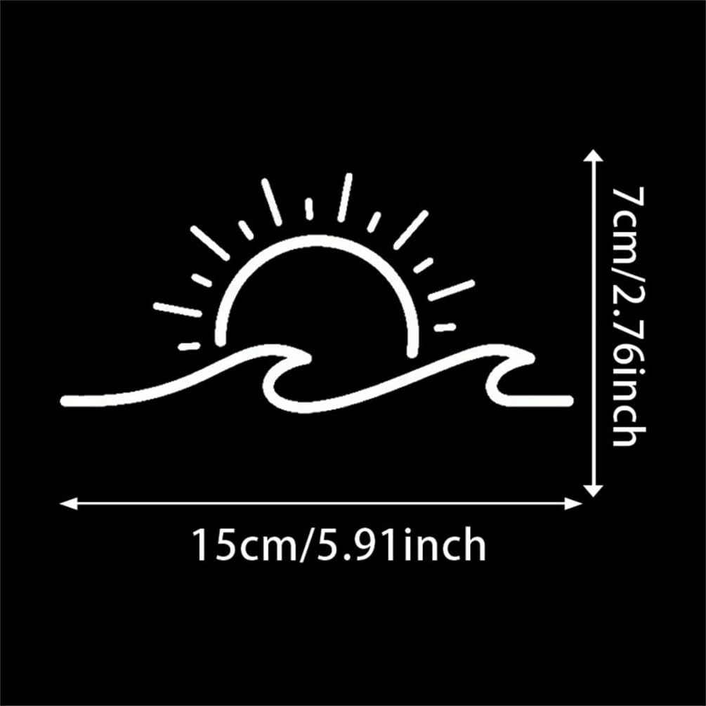 2 pegatinas de vinilo de 15 x 7 cm, con diseño de sol y ondas, para parachoques, ventanas, camiones, portátiles, accesorios para vehículos temáticos de playa, AZ277 (blanco) - 3