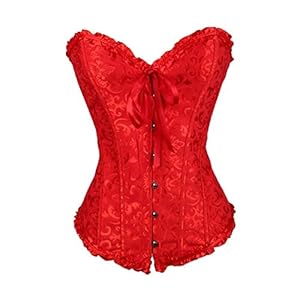 Dames Gothic Bustiers Corsets Satijn Beenkant Lace Up Overbust Bridal Lingerie (Kleur : Red, Size : XXX-Large)