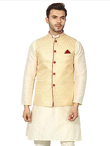 Image of Mens Kurta Pyjama Set with Designer Ethnic Nehru Jacket