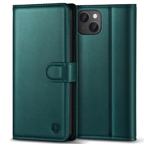 Coque pour iPhone 15 Kuafcase en cuir PU vert haute finition